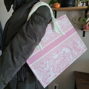 Elegant Pink Large tote bag jacquard embroidery retro exquisite